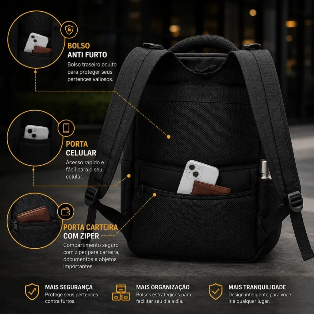 Mochila CHL Escolar 40 - Para Faculdade e Viagem Com Cadeado